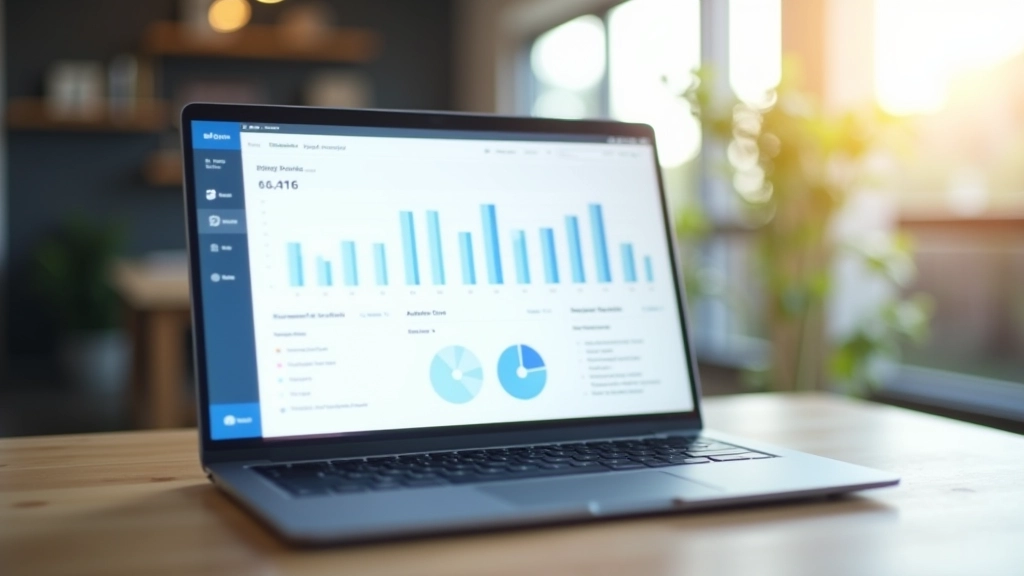 Dators ar enerģijas analīzes grafiku, skaidras diagrammas un statistika