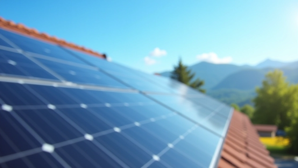 Saules paneļi uzstādīti uz mājas jumta ar skaidru debesu fonu